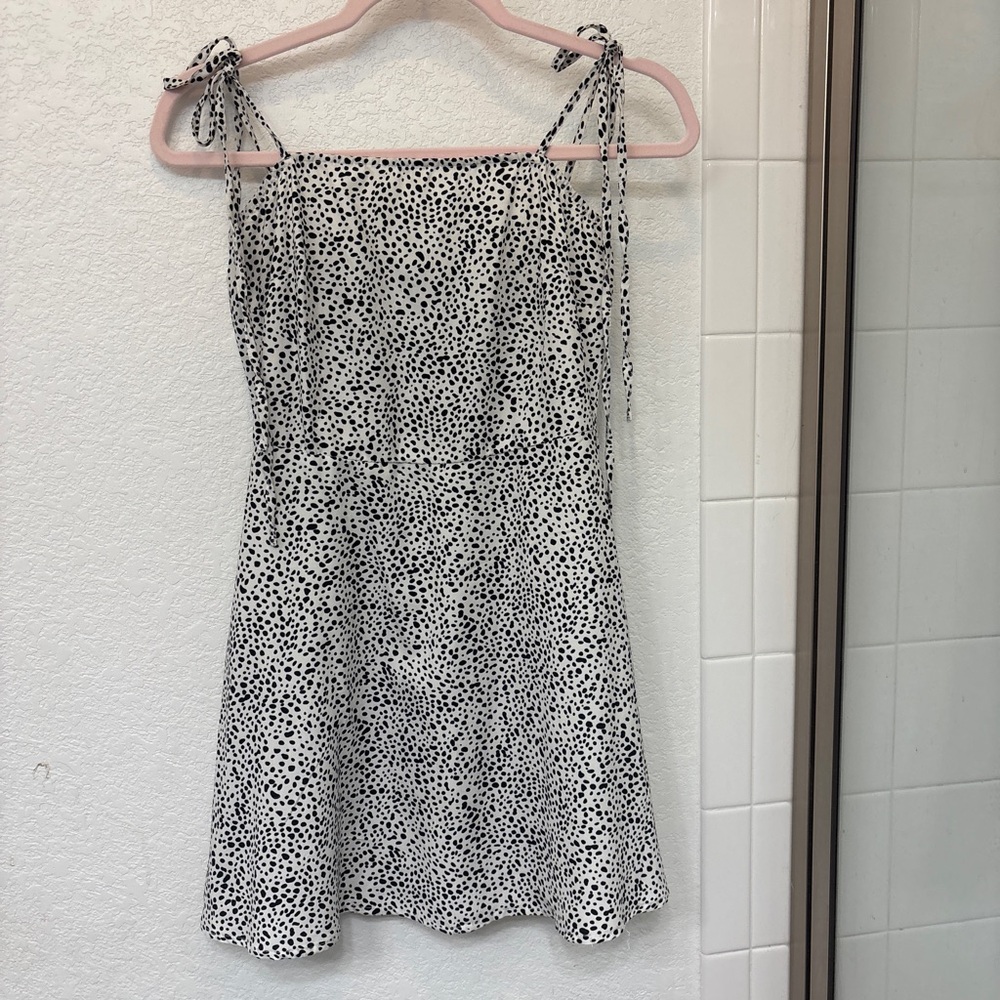 SHEIN Black and White Spotted Mini Dress